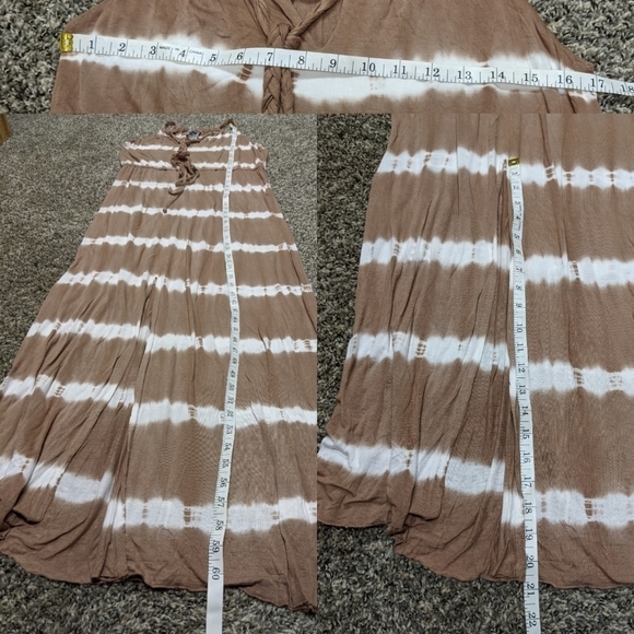 ✨3/$15 Young Fabulous & Broke brown tie dye maxi dress S - Picture 7 of 11